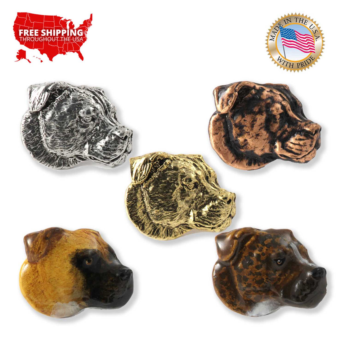 Amstaff Terrier Dog Head Pin D012
