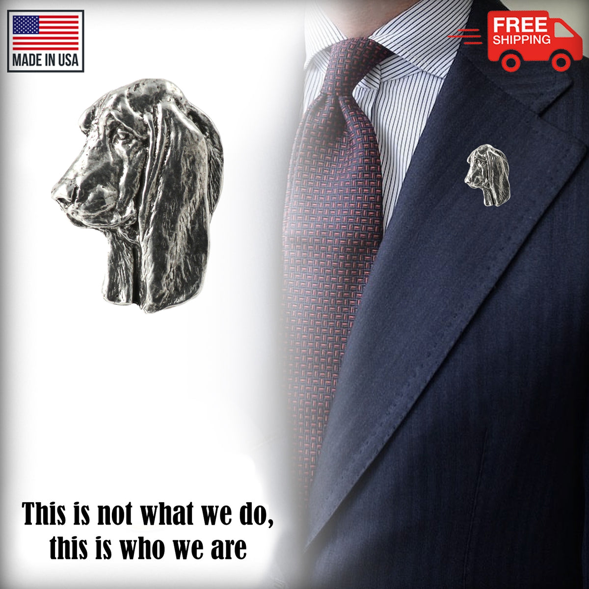Basset Hound Dog Head Pin D020