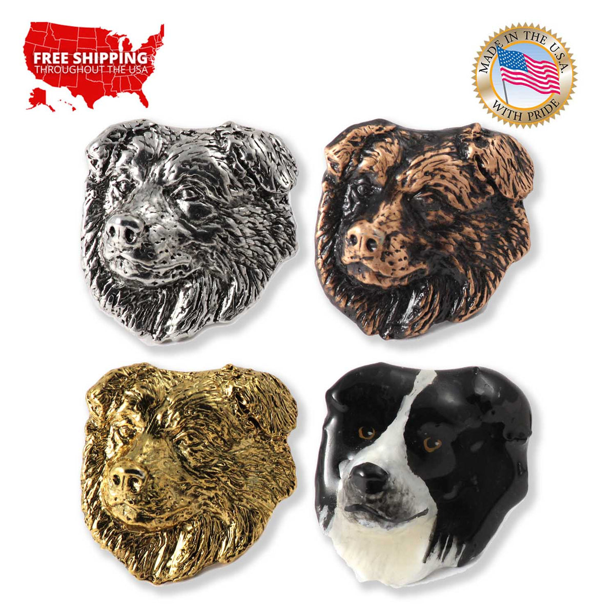 Border Collie Head Pin D030