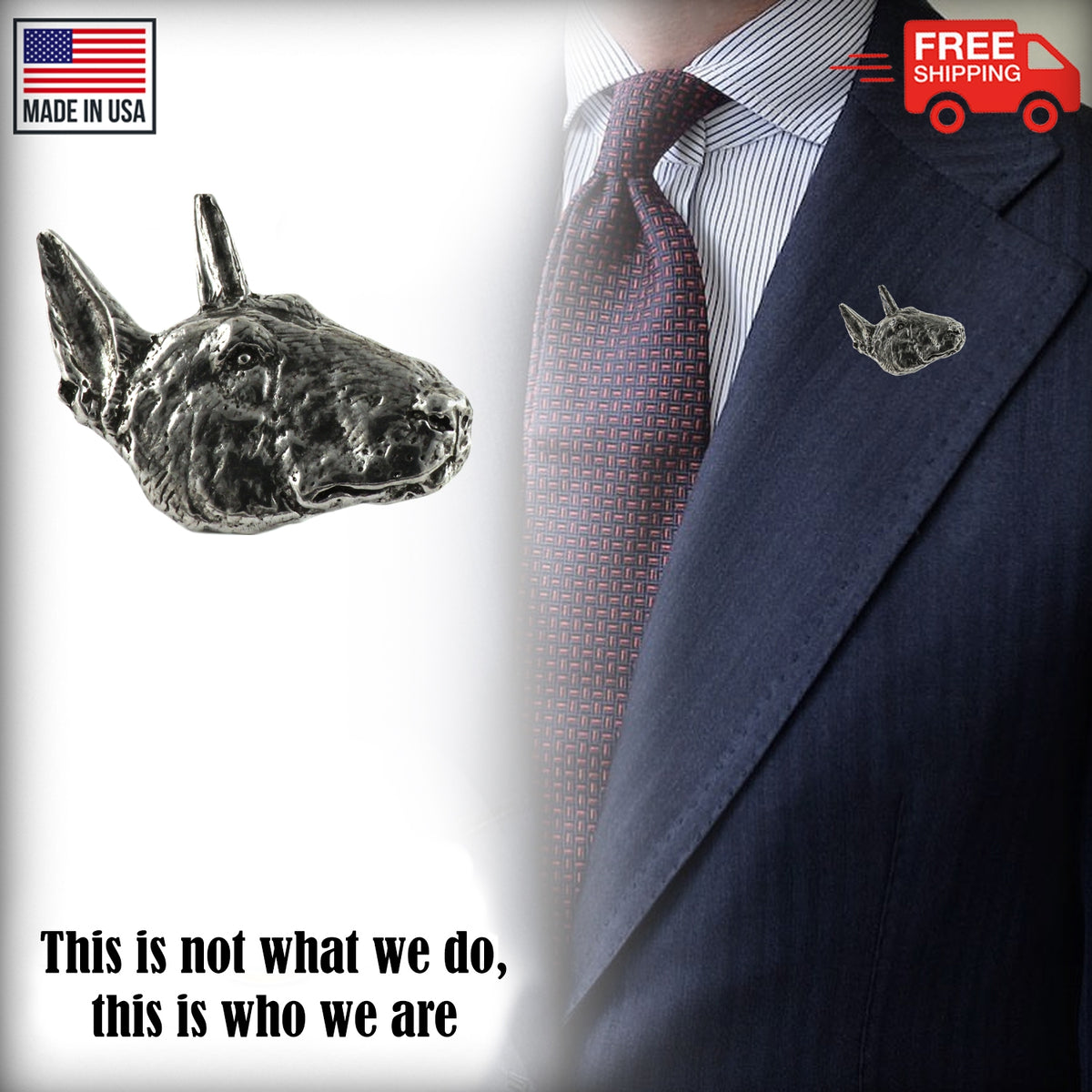 Bull Terrier Dog Head Pin D040