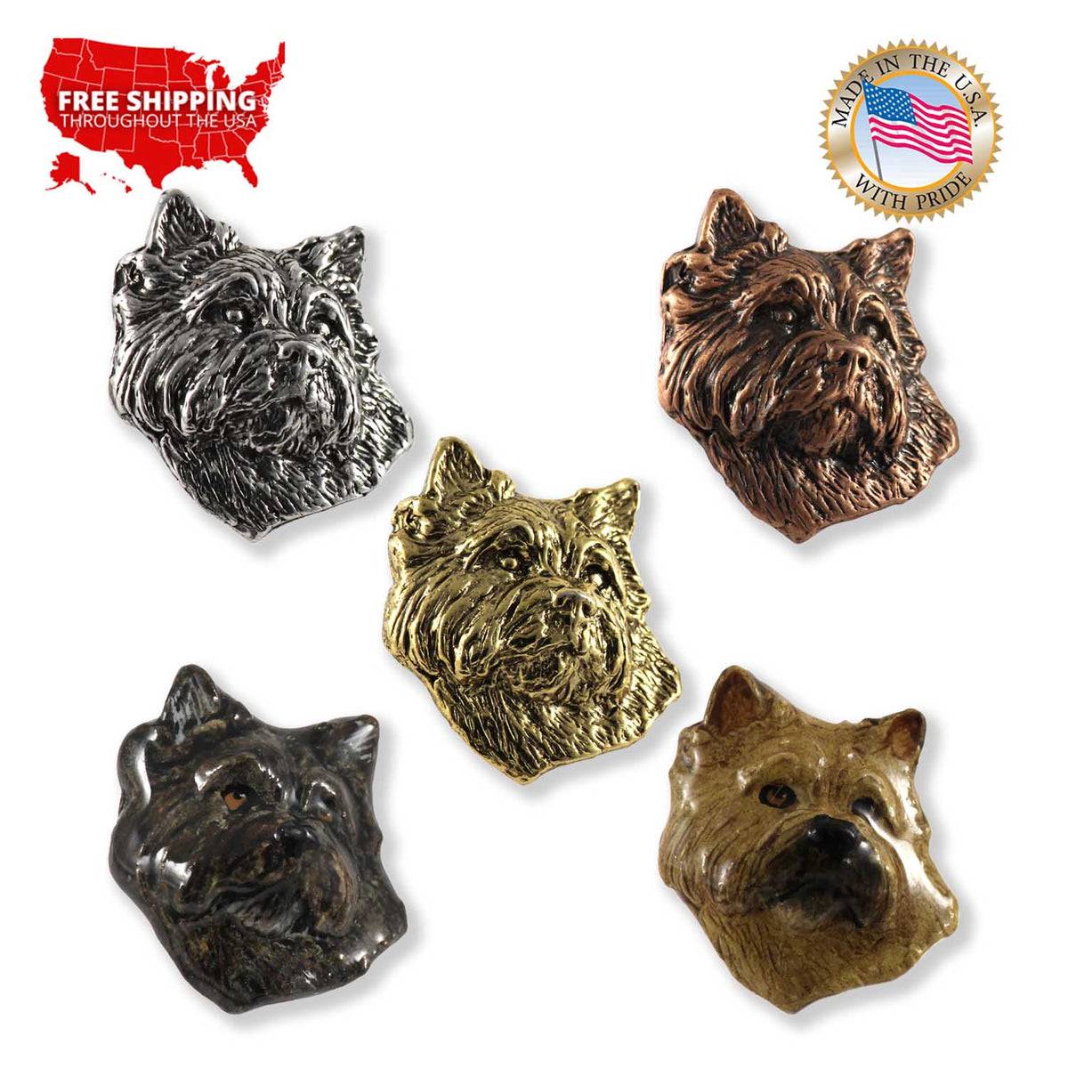 Cairn Terrier Dog Head Pin D042