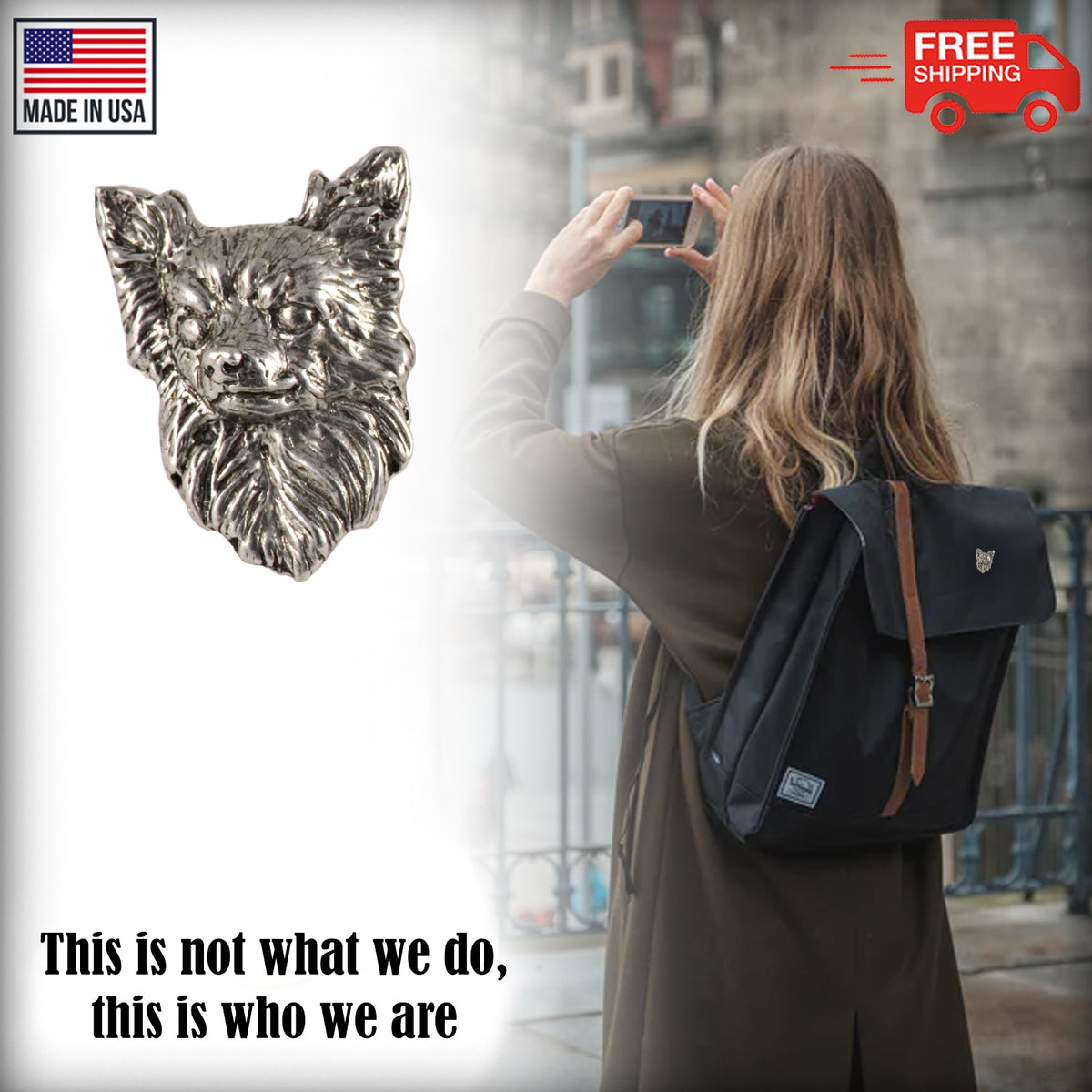 Long Haired Chihuahua Head Pin D050