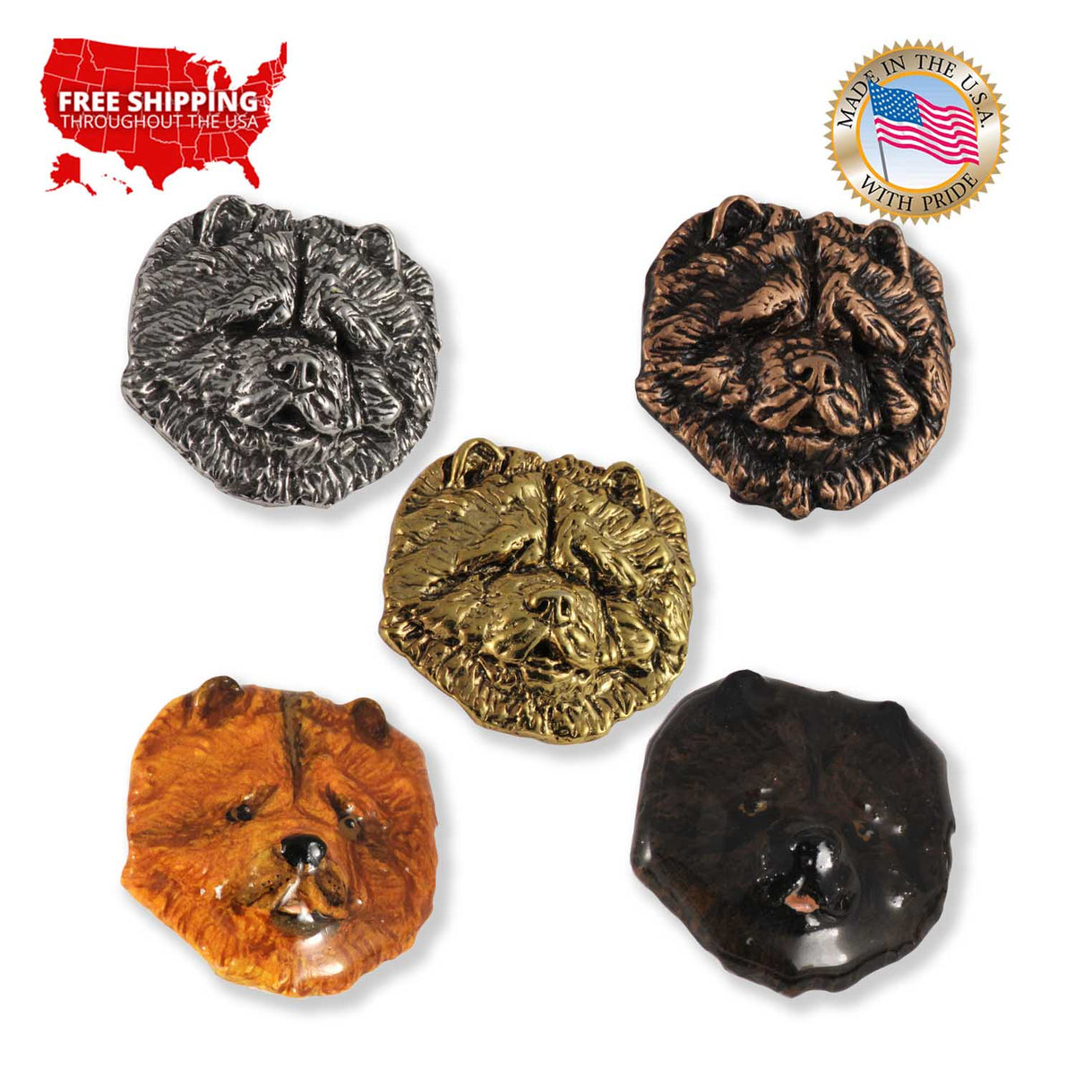Chow Chow Dog Head Pin D054