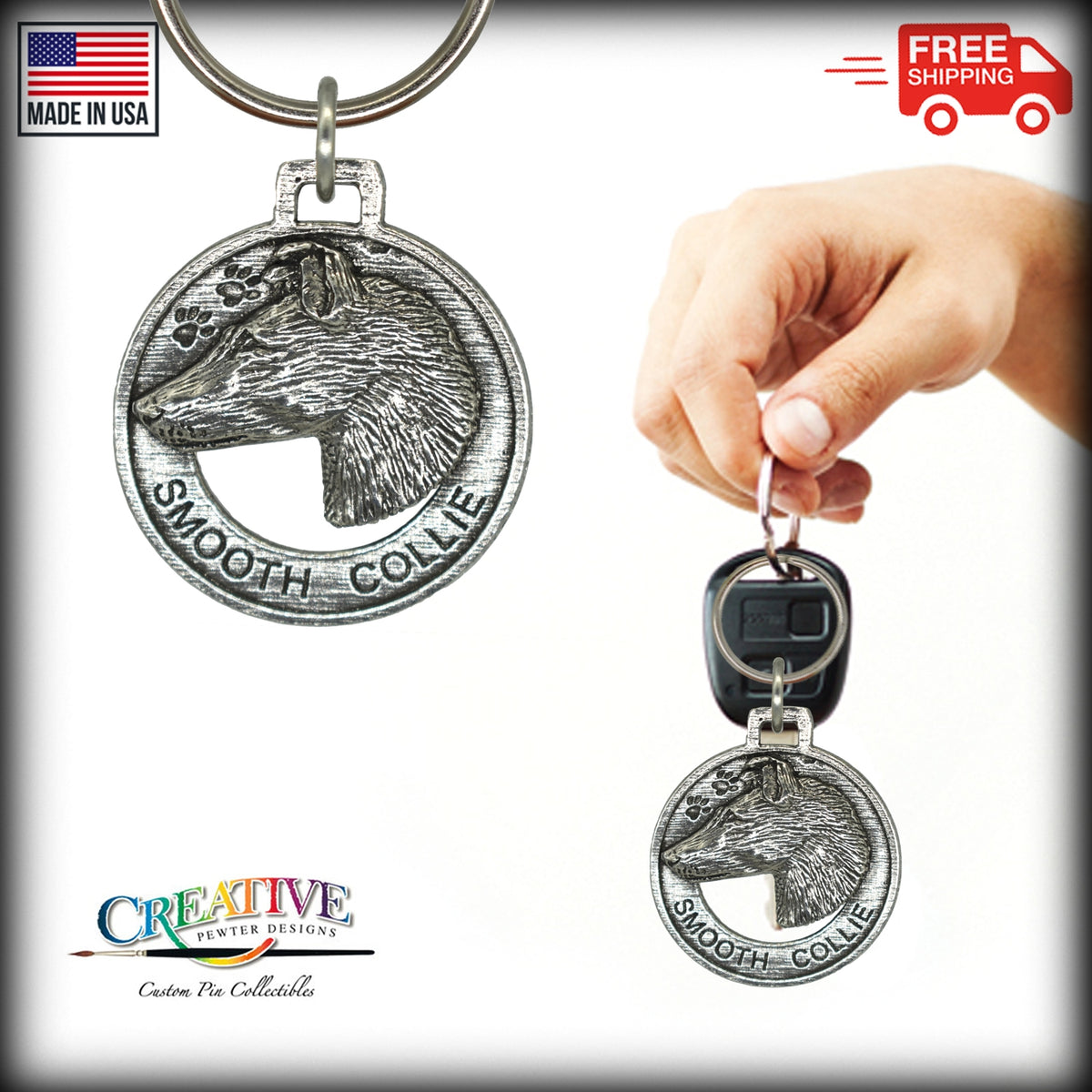 Smooth Collie Keychain D059KC
