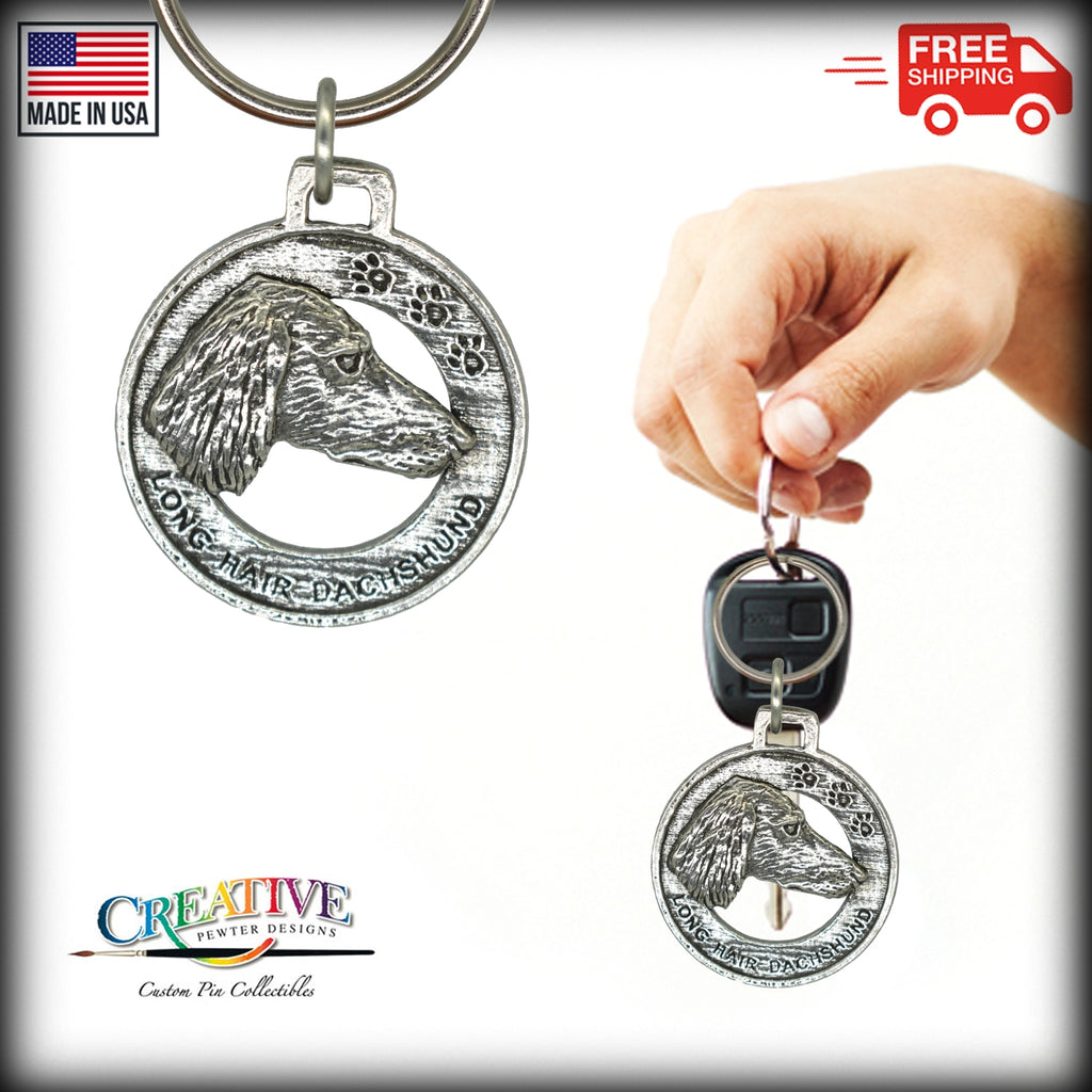 Long Hair Dachshund Keychain D066KC