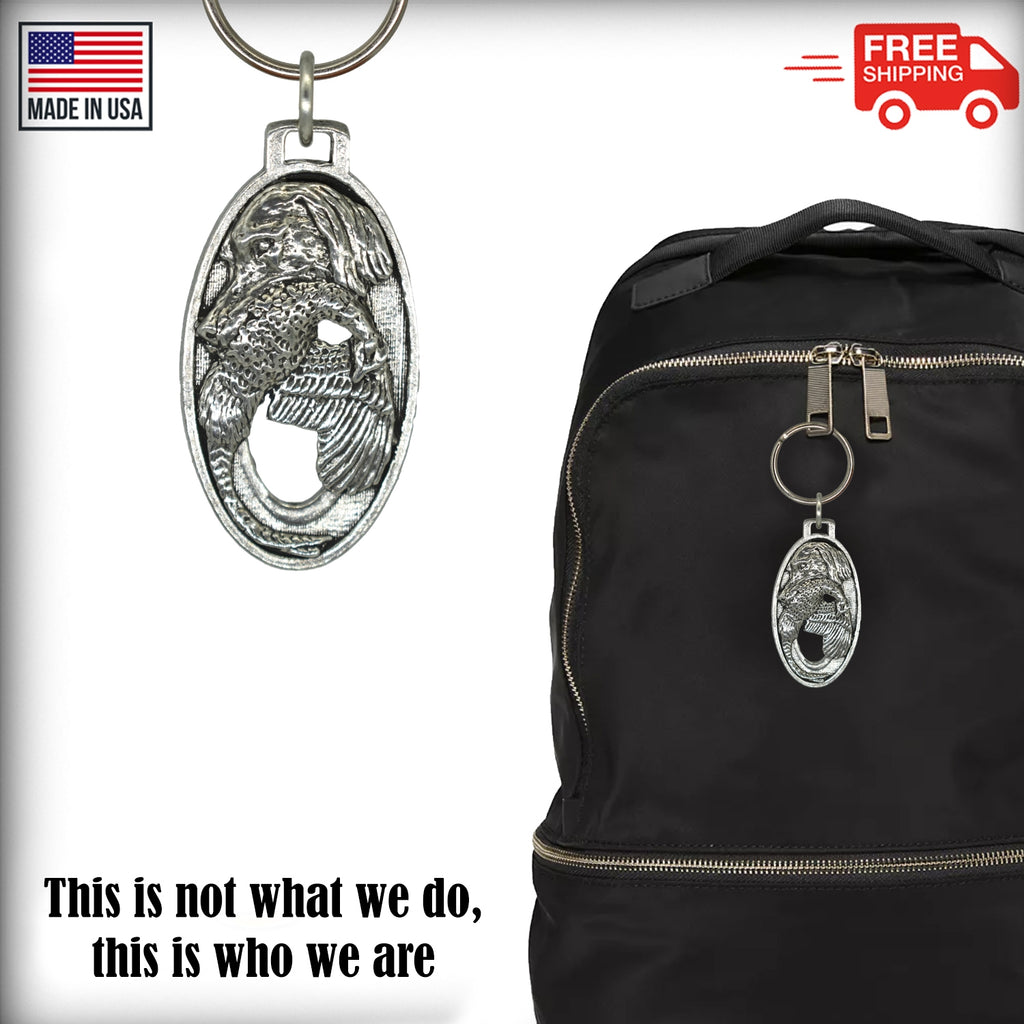 English Setter Head With Pheasant Keychain D079KC