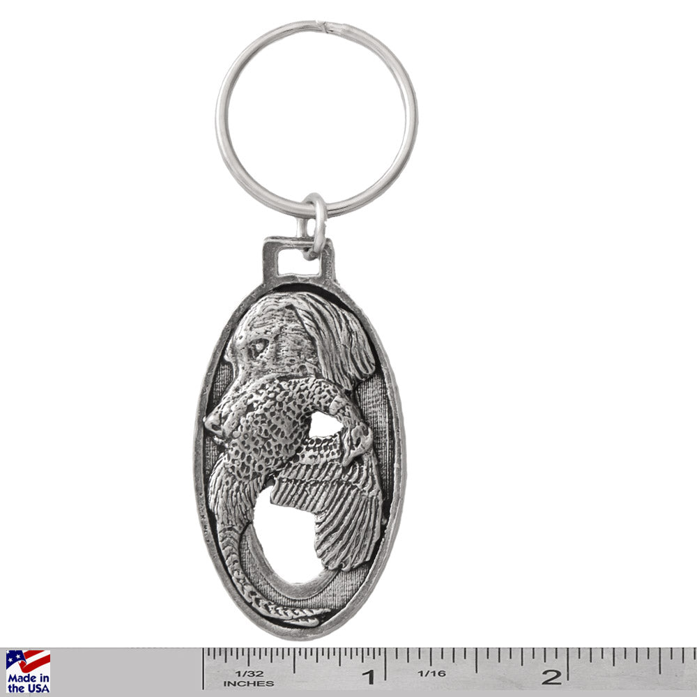 English Setter Head With Pheasant Keychain D079KC