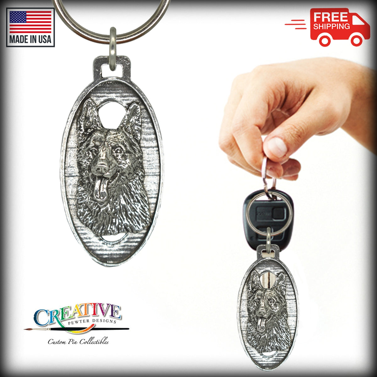 Tall German Shepherd Keychain D085KC