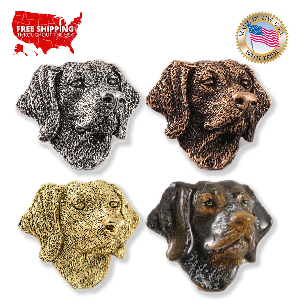 German Shorthair Dog Head Premium Pin D086PR