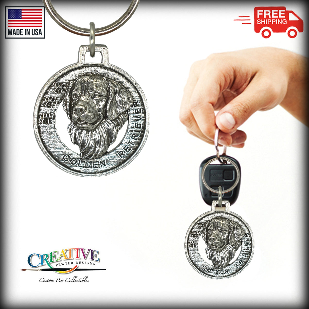 Golden Retriever Keychain D090KC