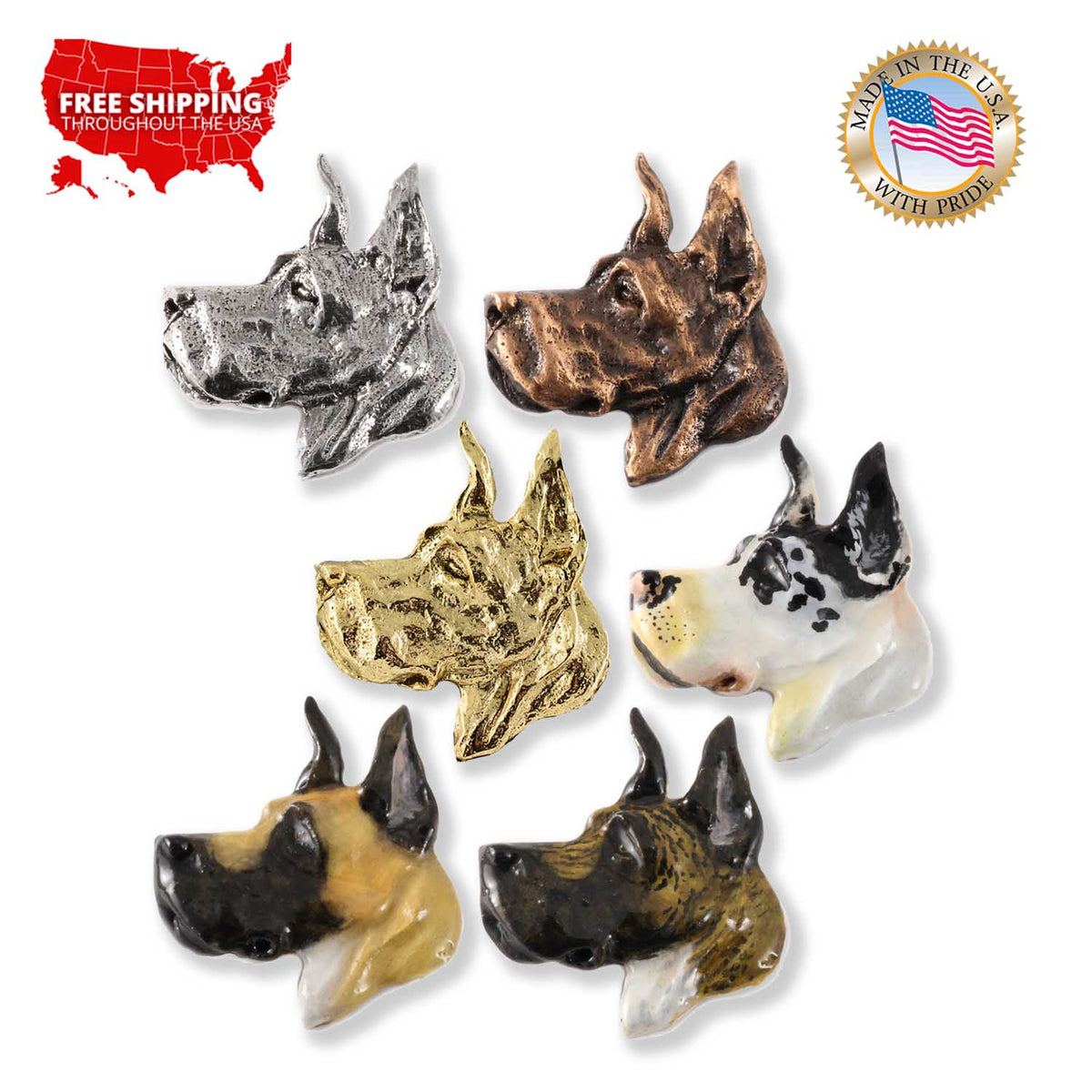 Great Dane Dog Head Premium Pin D094PR