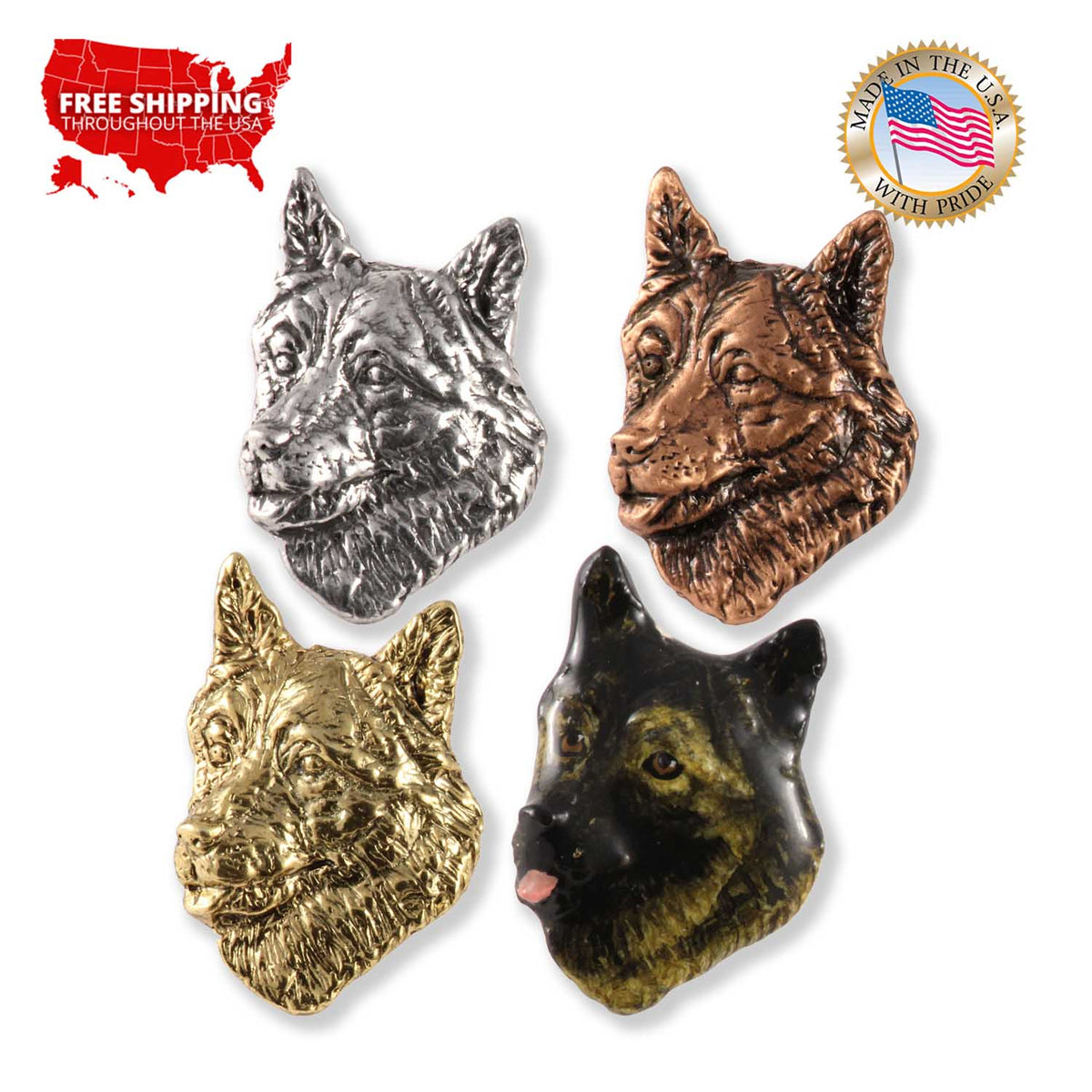 Norwegian Elkhound Dog Head Pin D130
