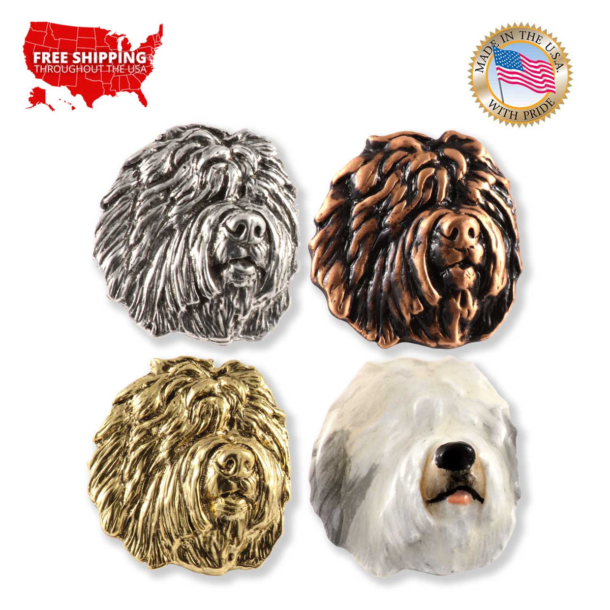 Old English Sheepdog Head Pin D132