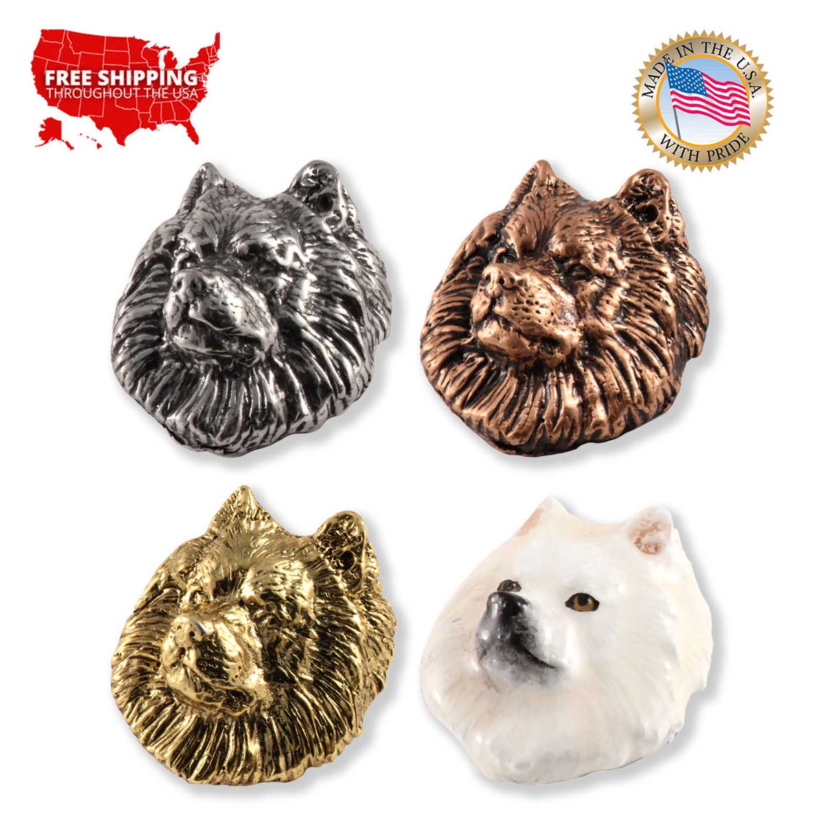Samoyed Dog Head Pin D154