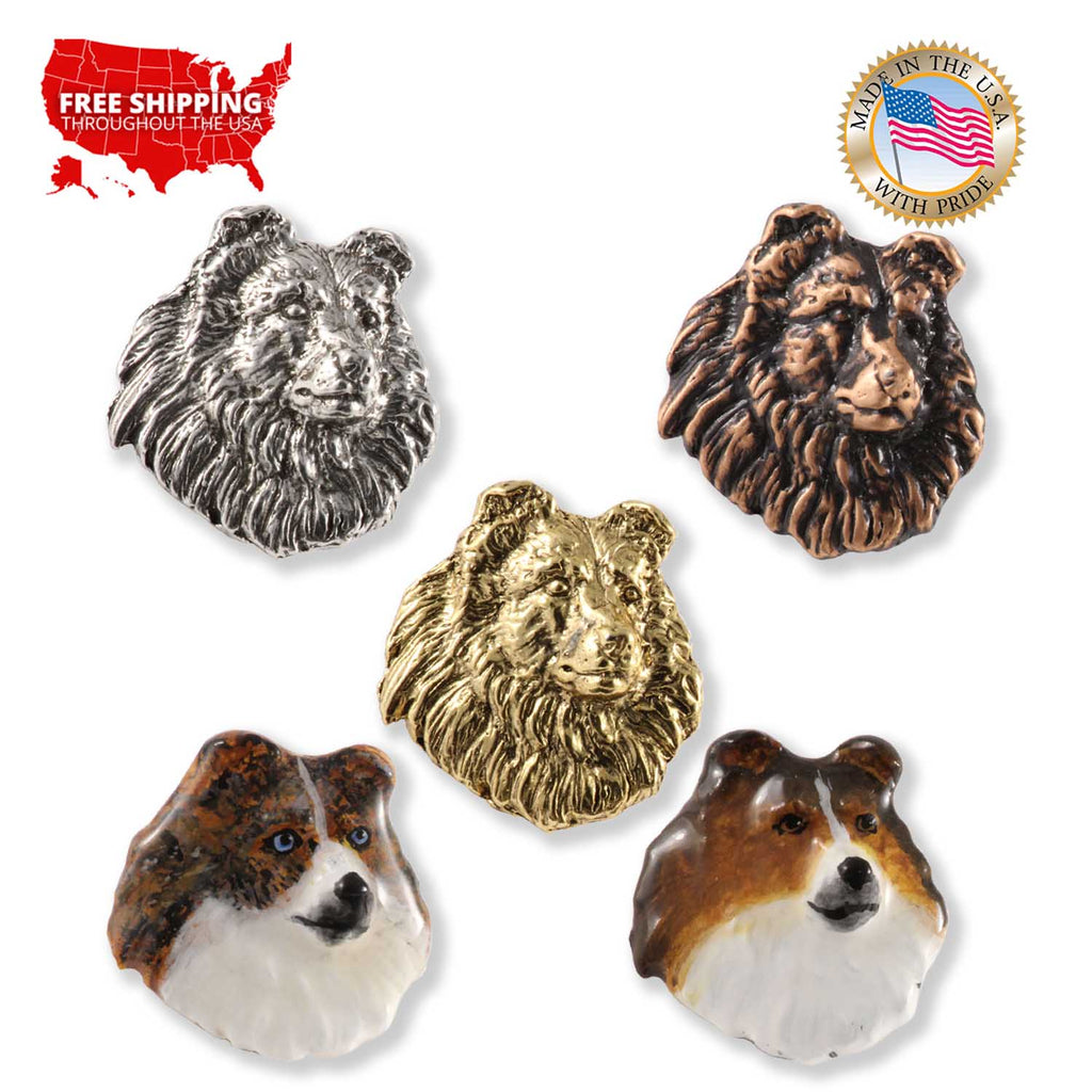 Sheltie Dog Head Pin D164