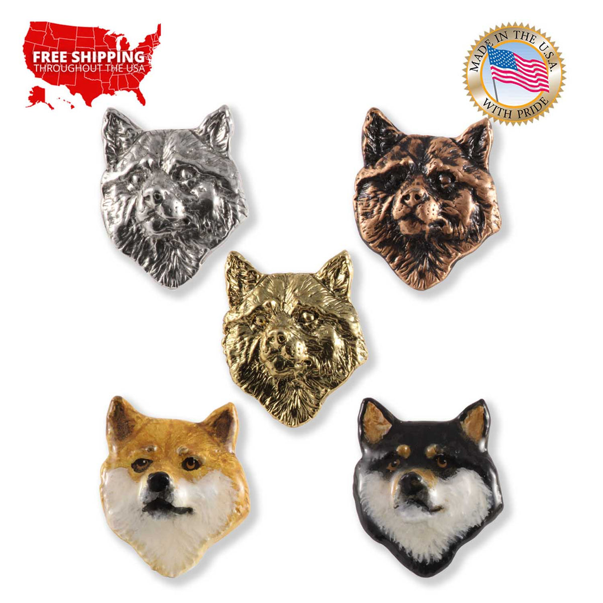 Shiba Inu Dog Head Pin D166