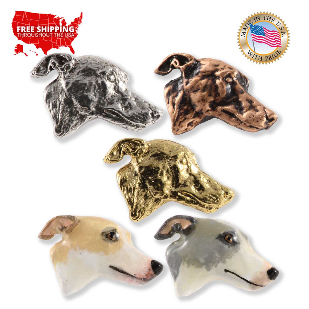 Whippet Dog Head Pin D182