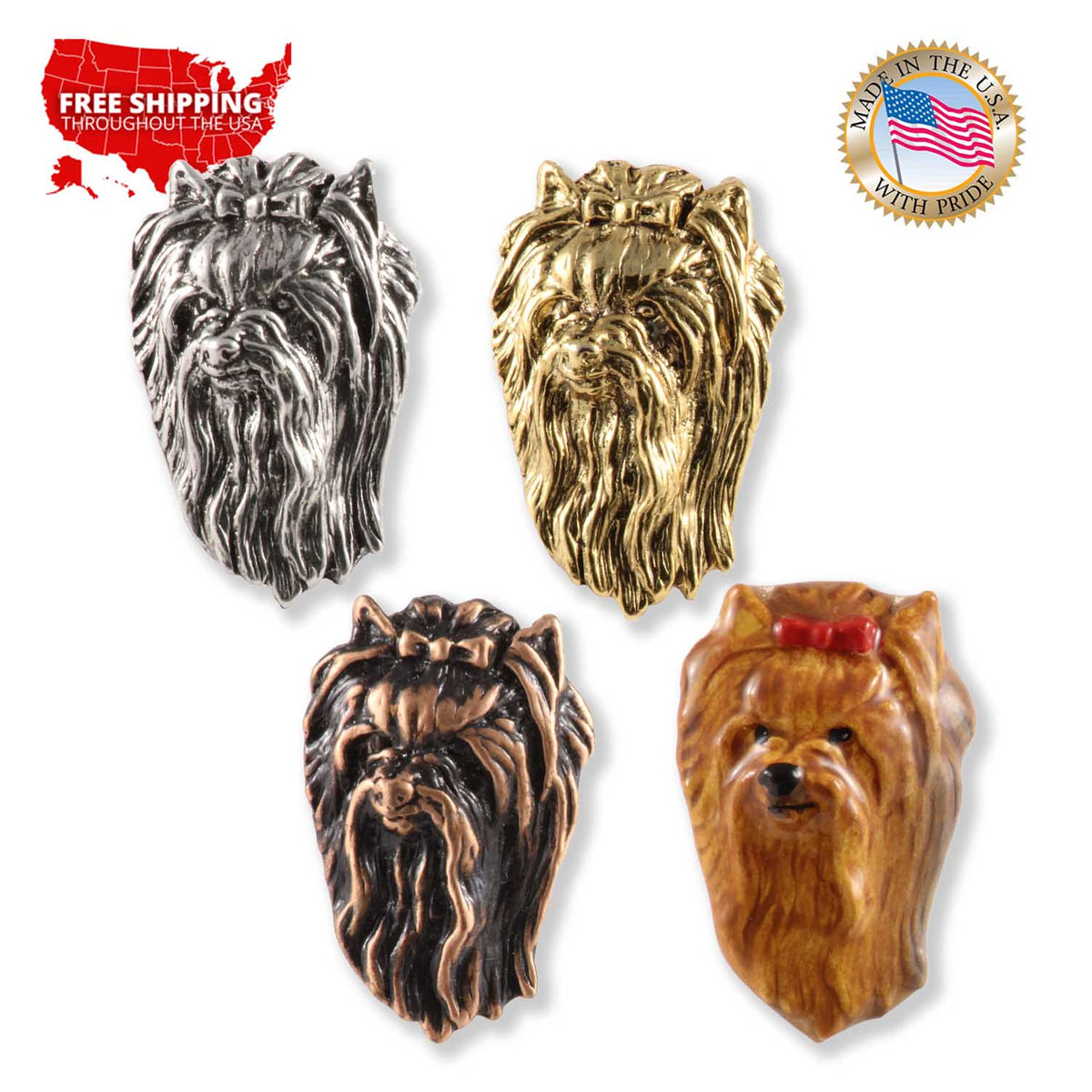 Yorkshire Terrier (Yorkie) Head Pin D186