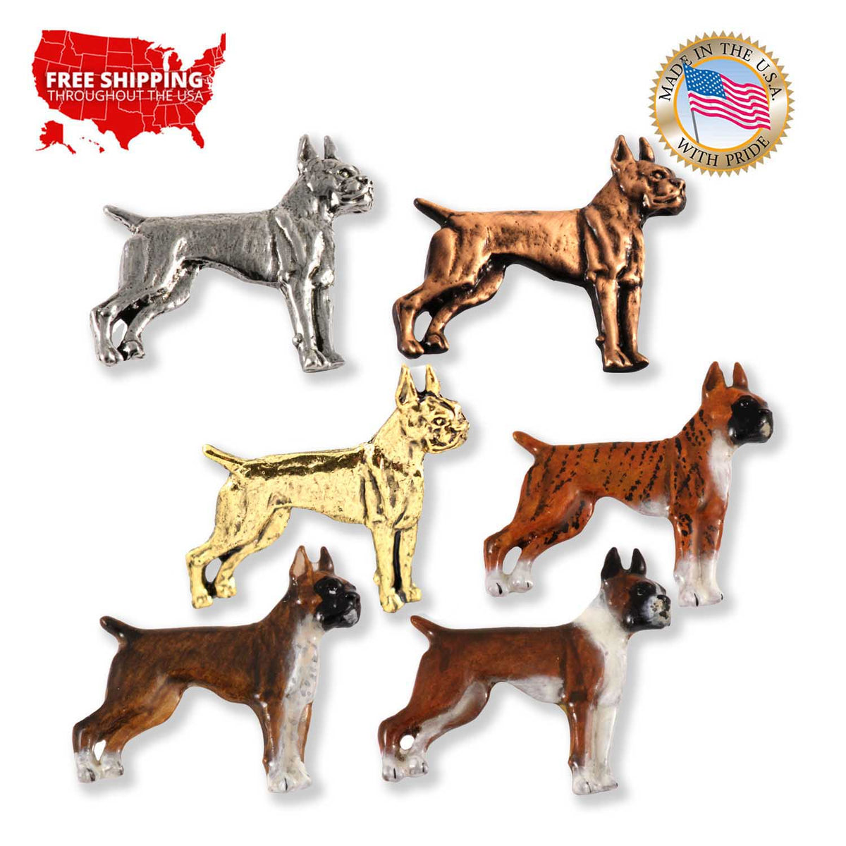 Boxer Dog Full Body Pin D336F