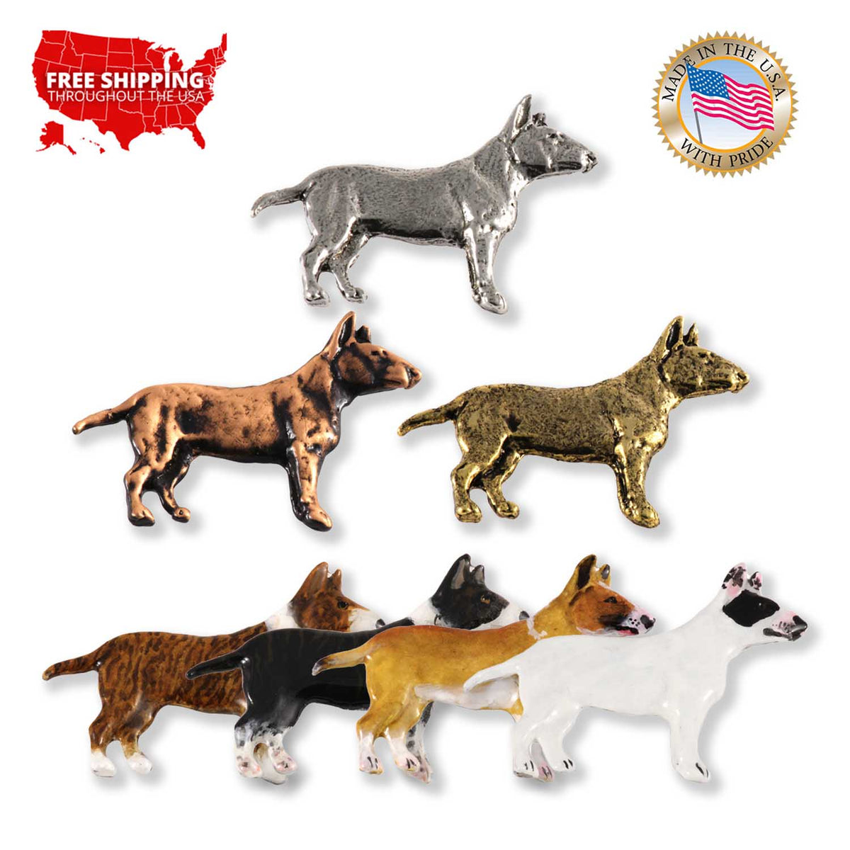 Bull Terrier Dog Full Body Pin D340F