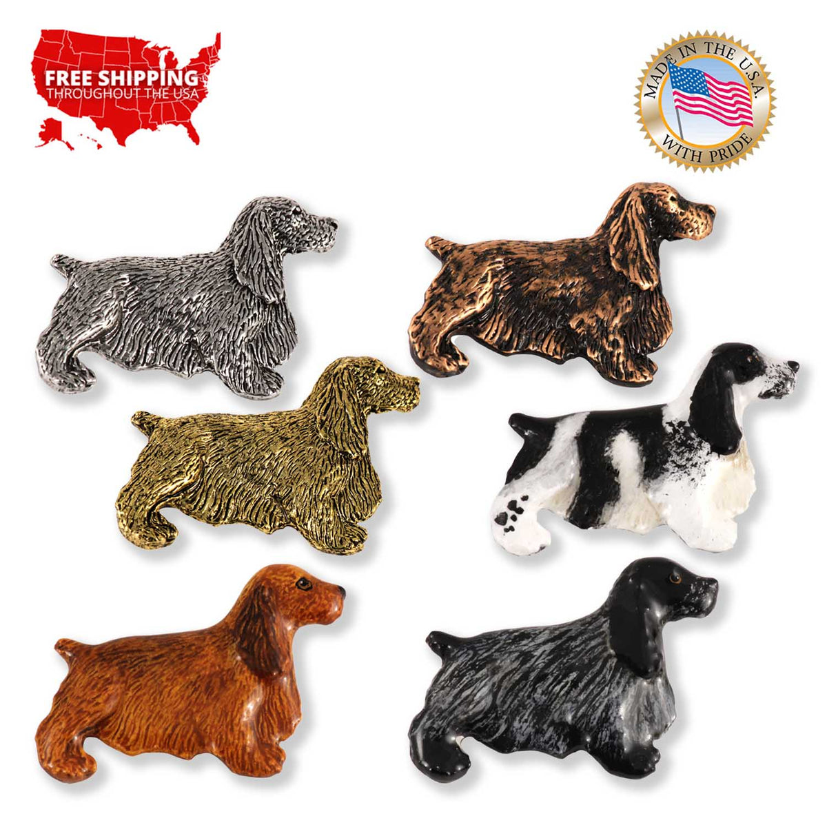 English Cocker Spaniel Dog Full Body Pin D374F
