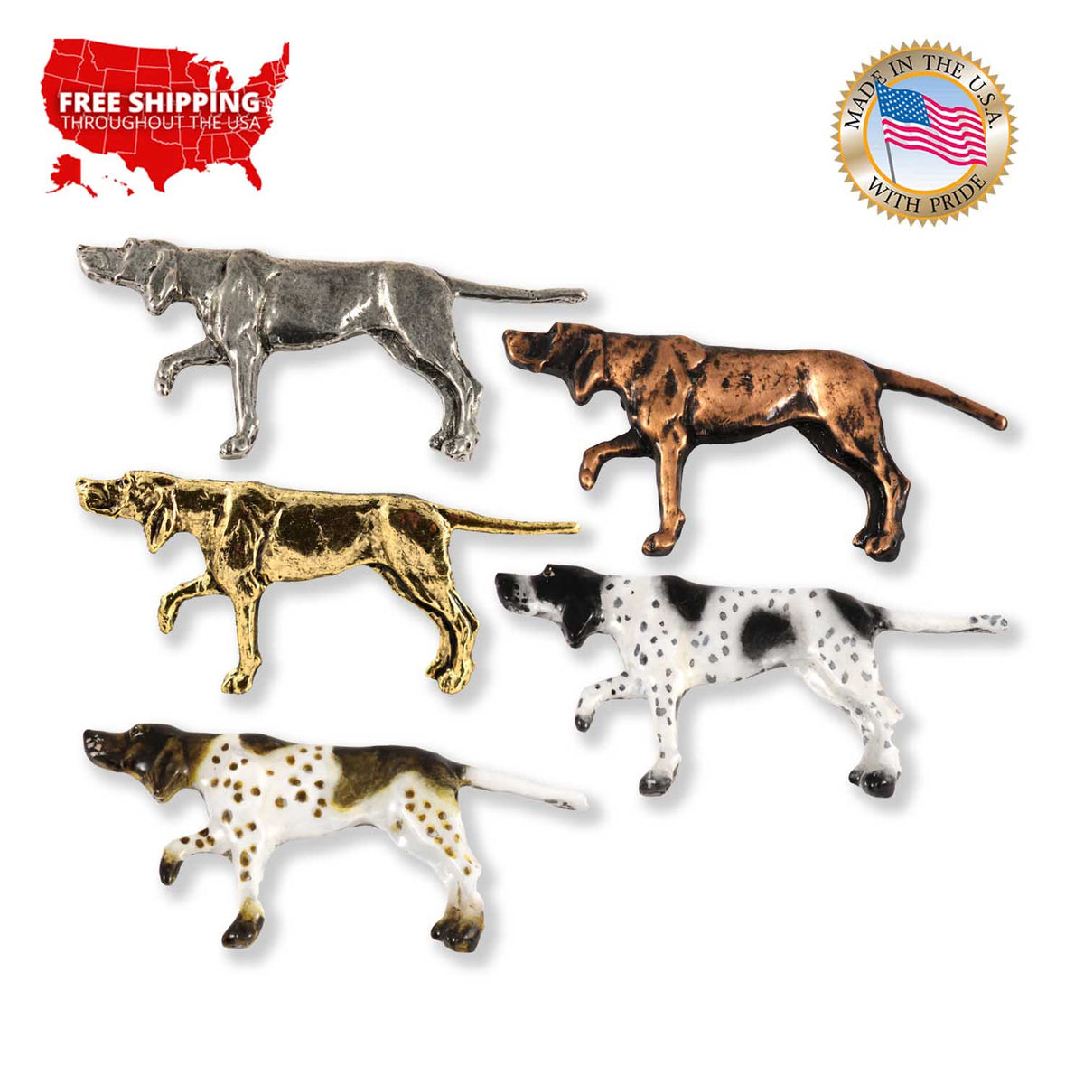 English Pointer Dog Full Body Pin D376F