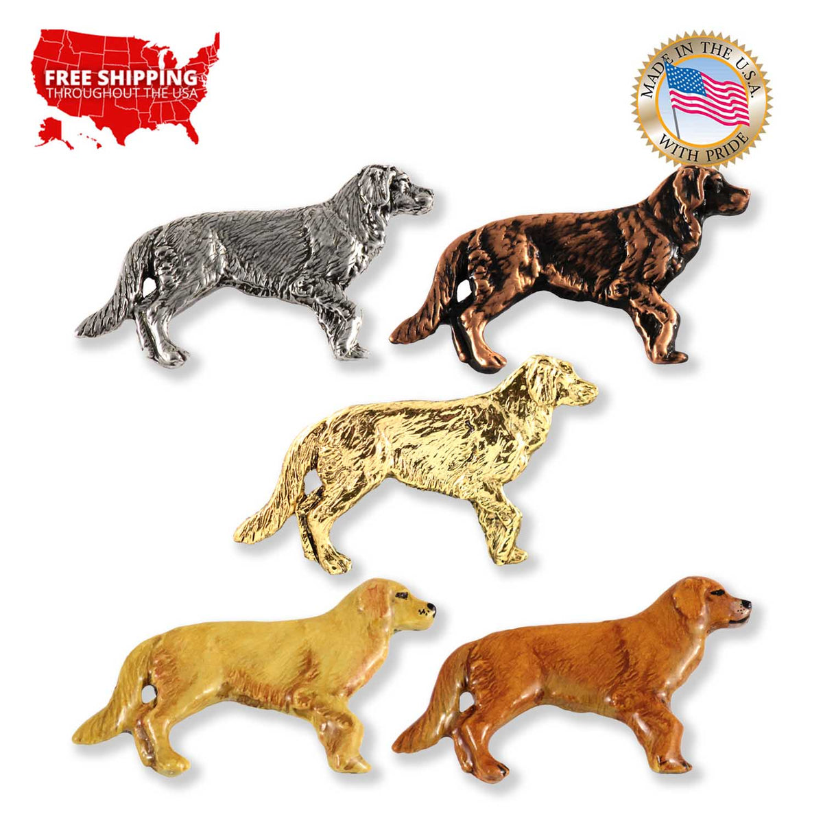 Golden Retriever Dog Full Body Pin D390F