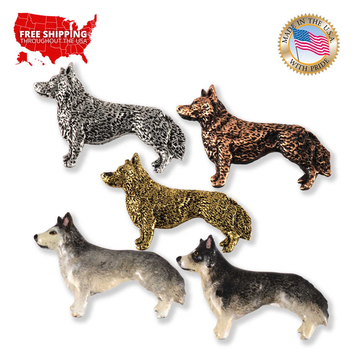 Husky Dog Full Body Pin D398F