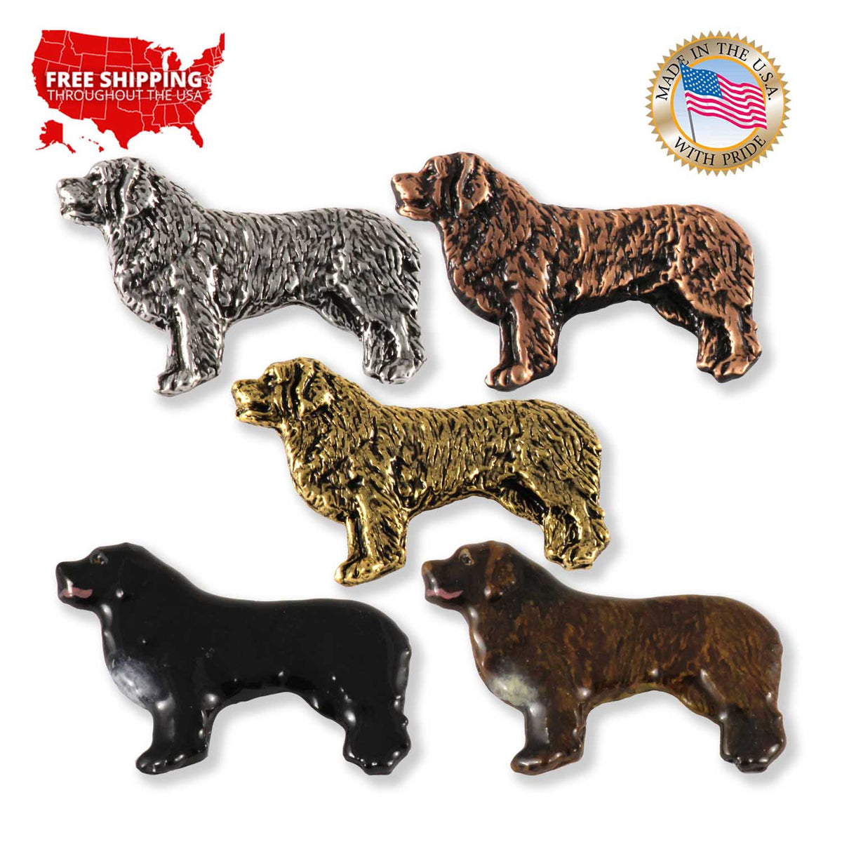Newfoundland Dog Full Body Pin D426F