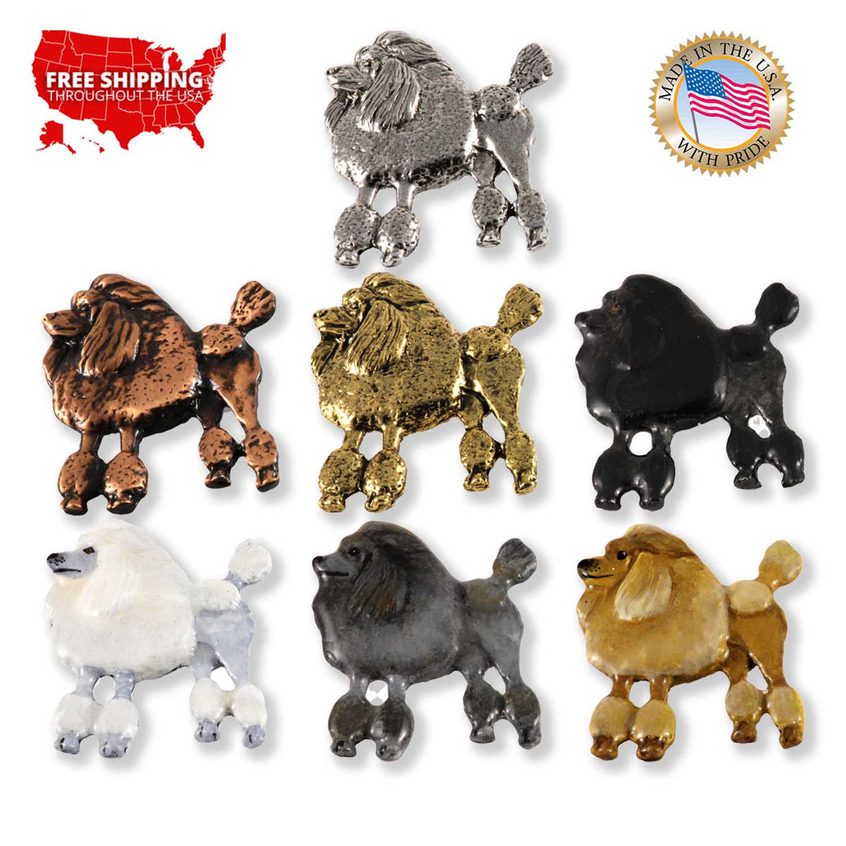 Poodle Dog - Standard Full Body Pin D442F