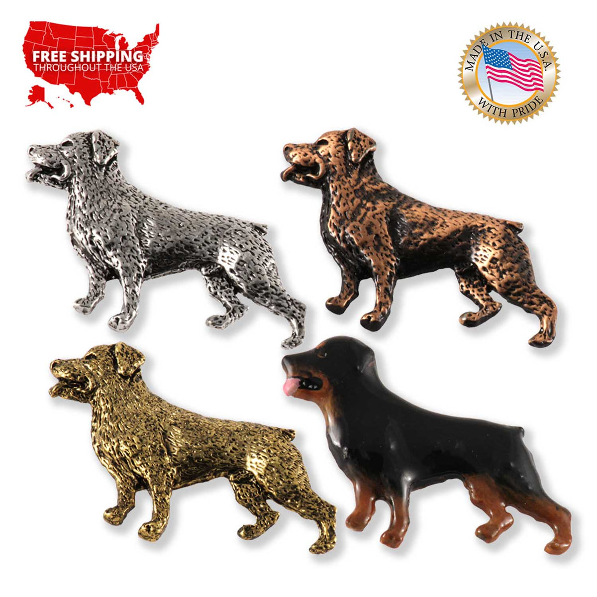 Rottweiler Dog Full Body Pin D450F
