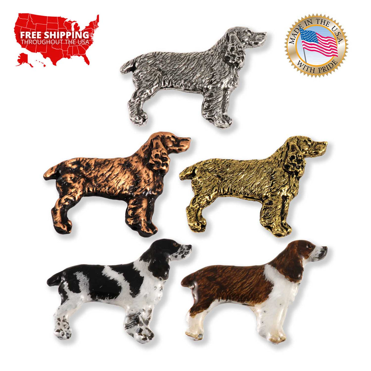 Springer Spaniel Dog Full Body Pin D472F