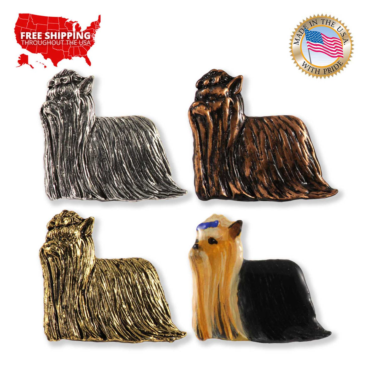 Yorkshire Terrier (Yorkie) Full Body Pin D486F