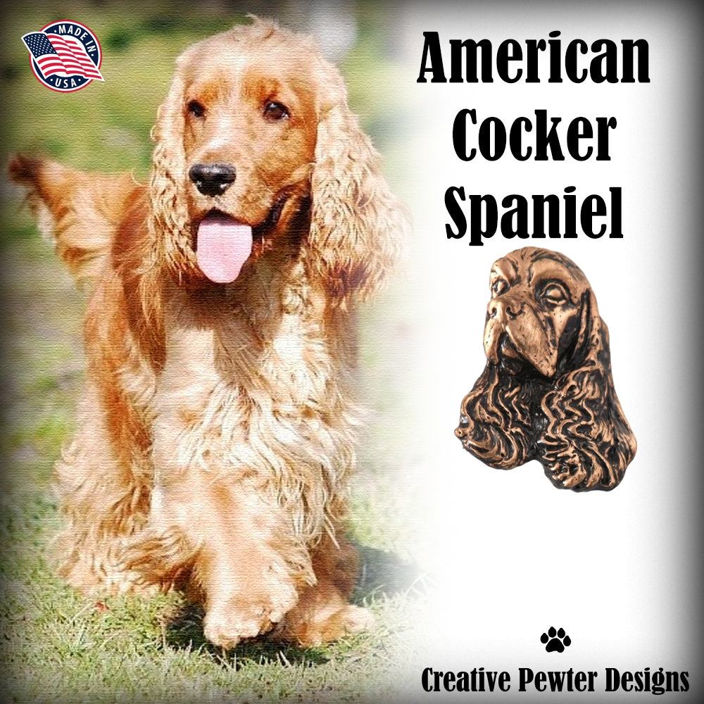 American Cocker Spaniel Dog Head Pin D008