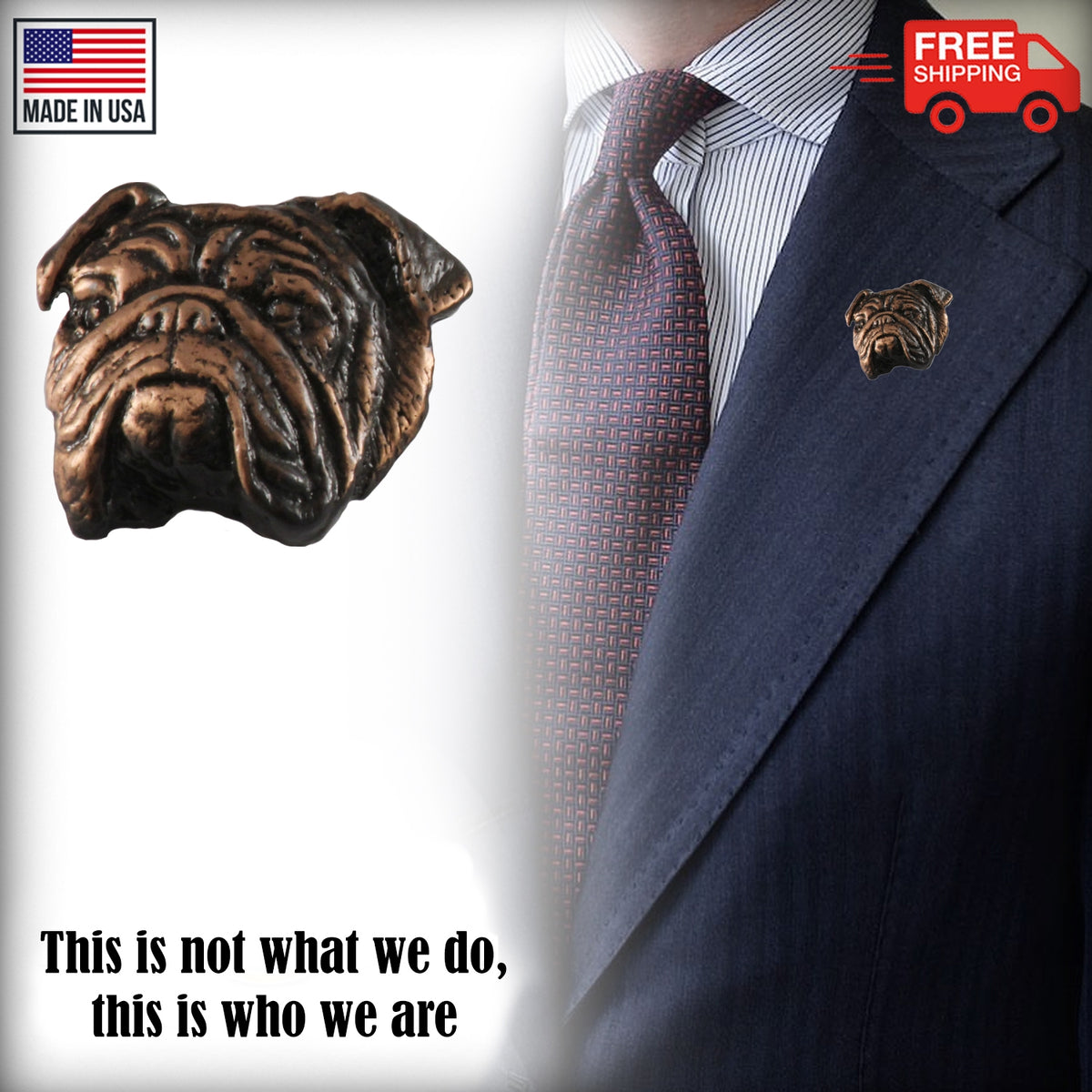 English Bulldog Head Pin D072
