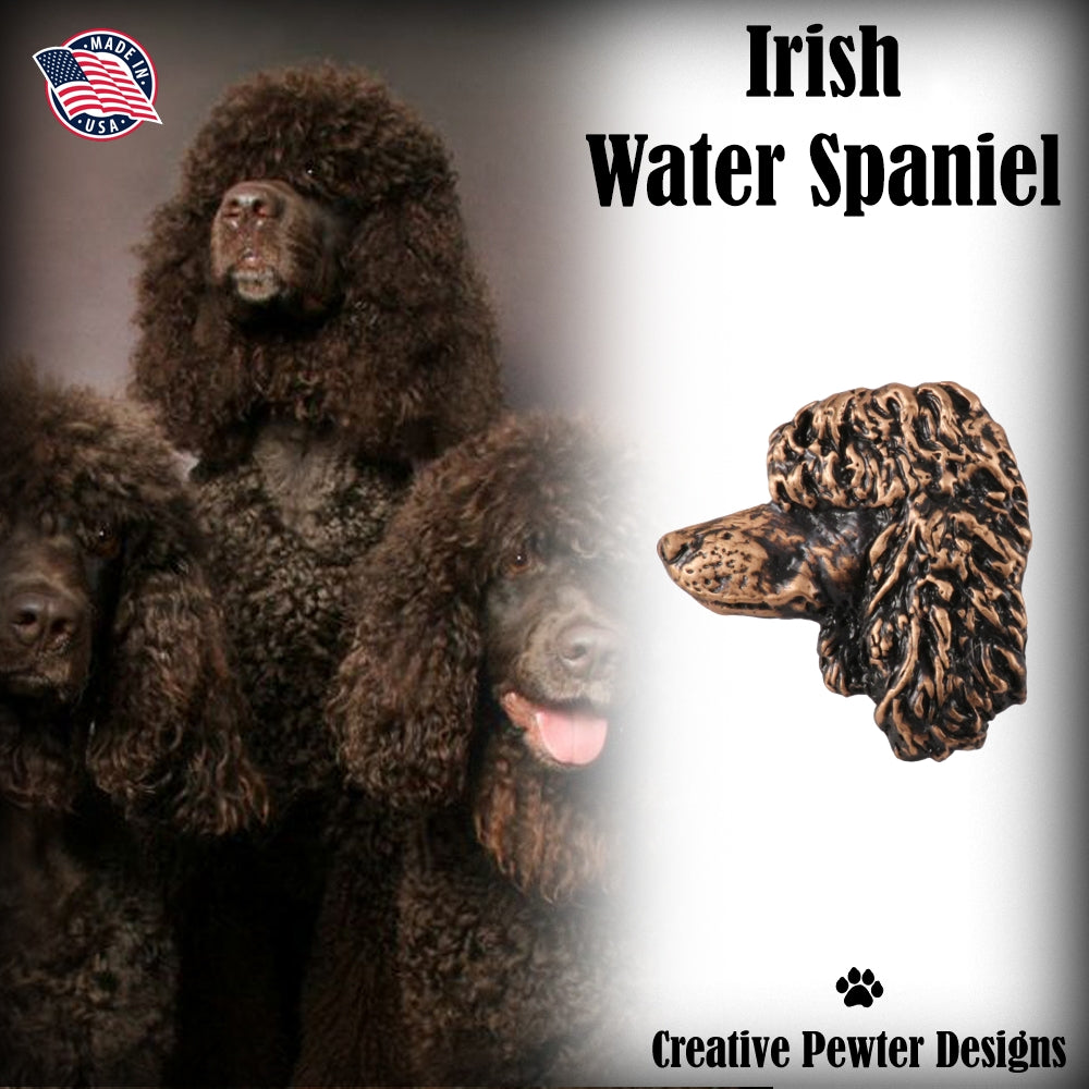 Irish Water Spaniel Dog Head Pin D102