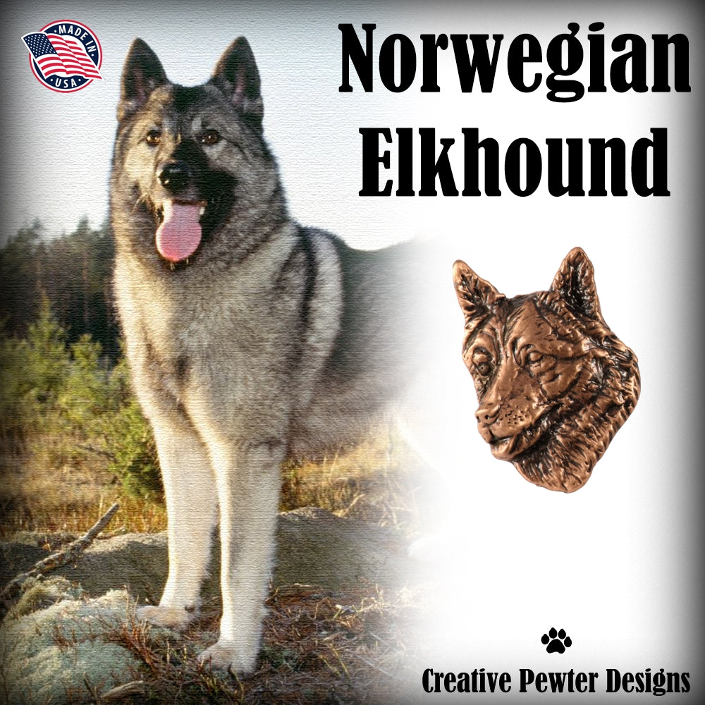 Norwegian Elkhound Dog Head Pin D130