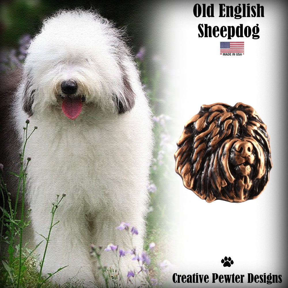 Old English Sheepdog Head Pin D132