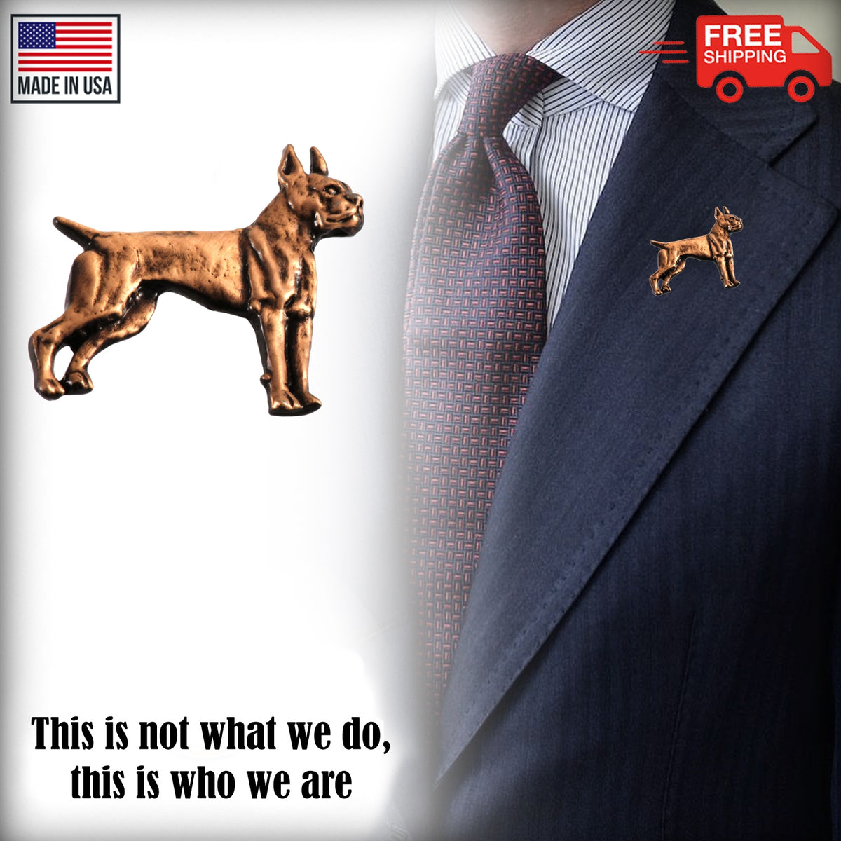 Boxer Dog Full Body Pin D336F