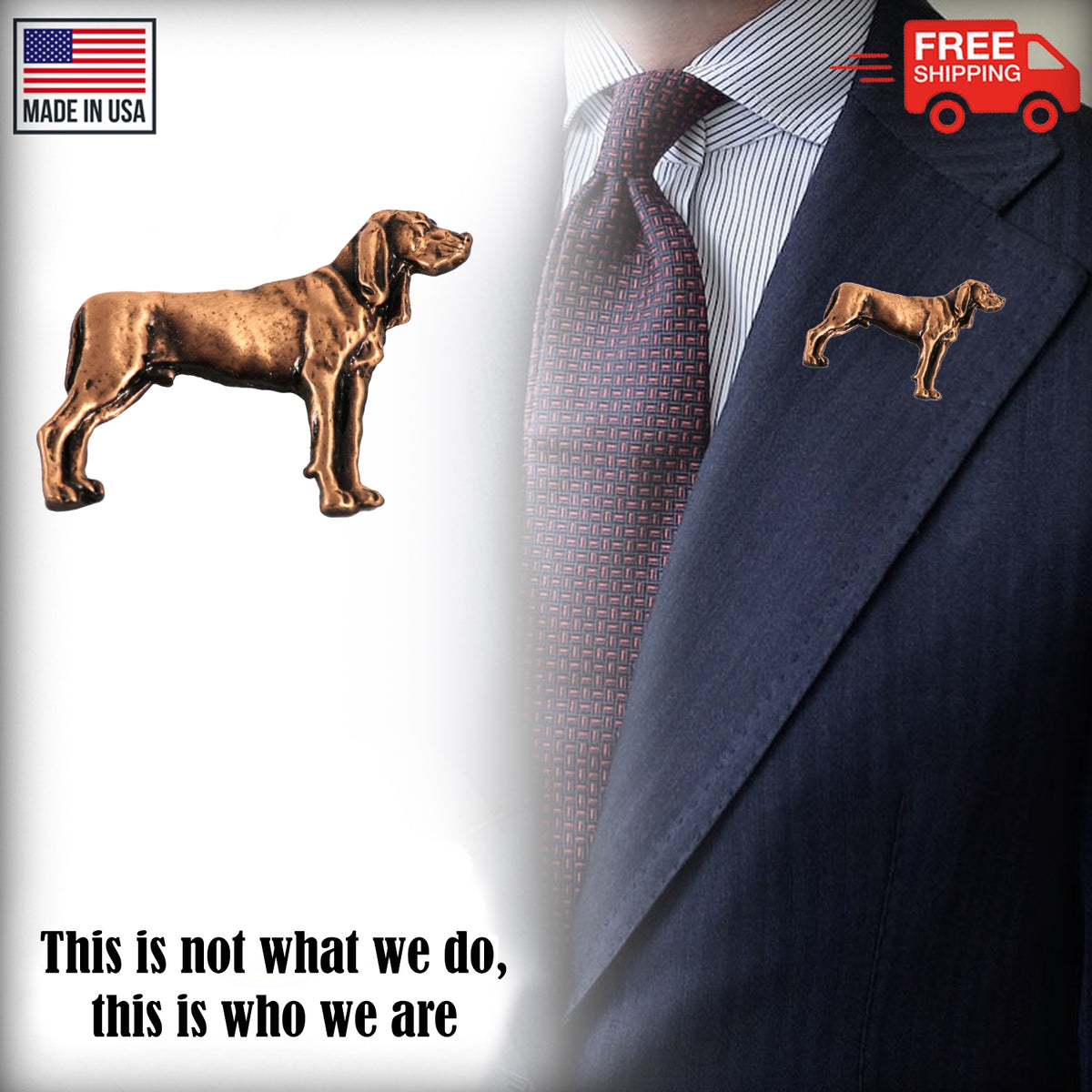 Coon Hound Dog Full Body Pin D360F