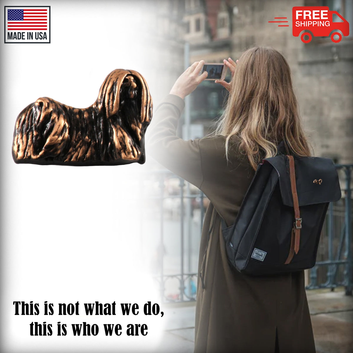 Lhasa Apso Dog Full Body Pin D416F