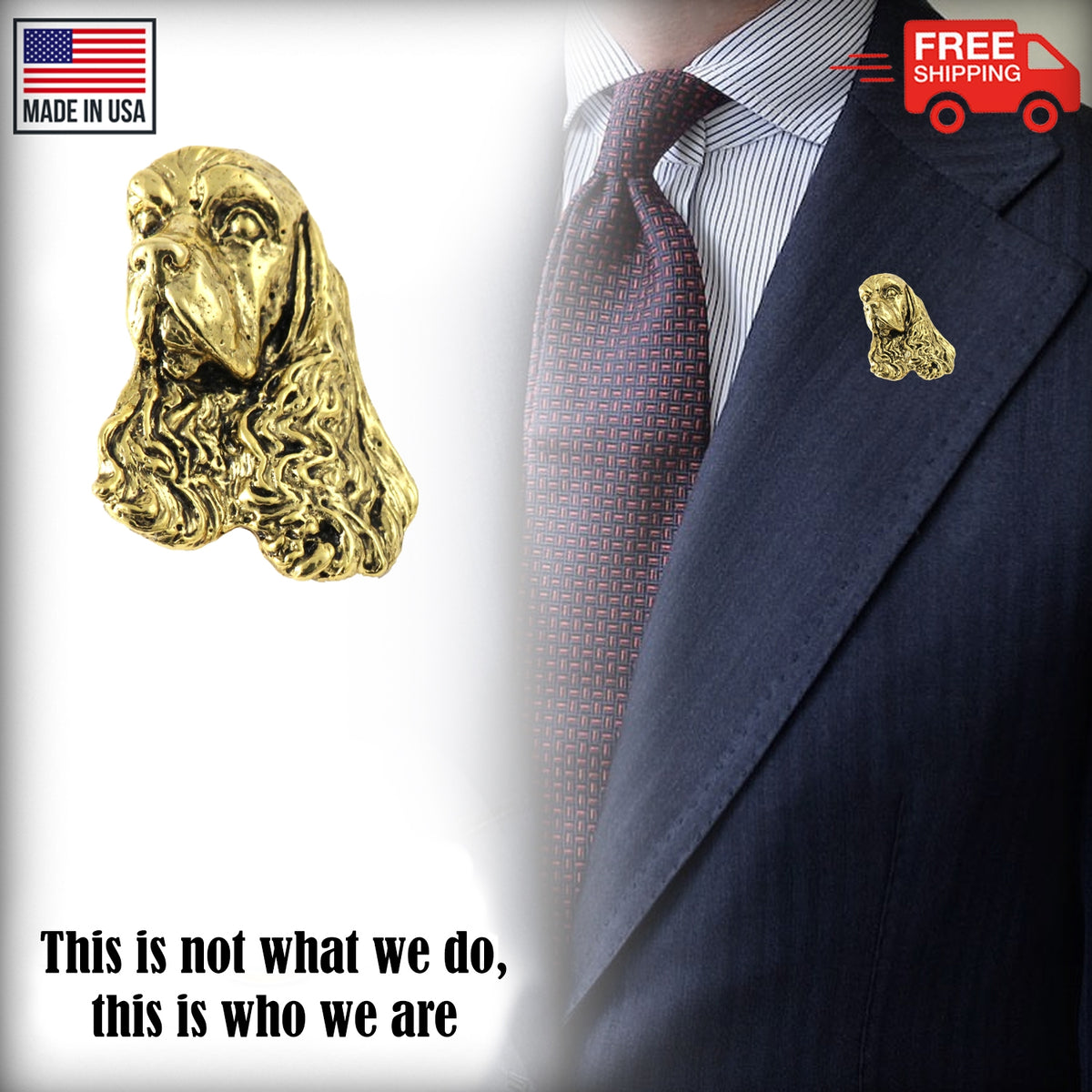 American Cocker Spaniel Dog Head Pin D008