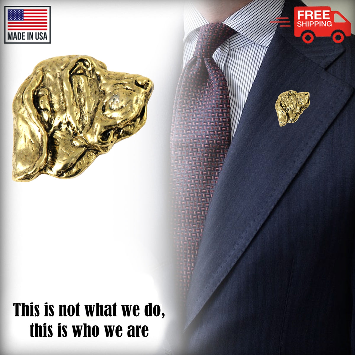 Bloodhound Dog Head Pin D028
