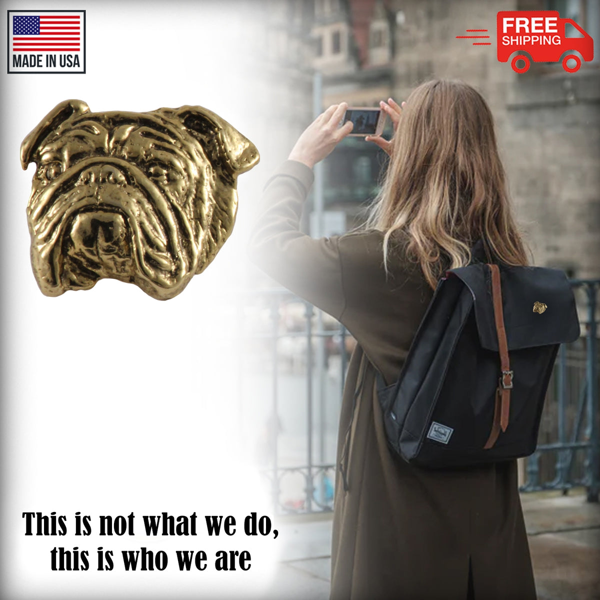 English Bulldog Head Pin D072