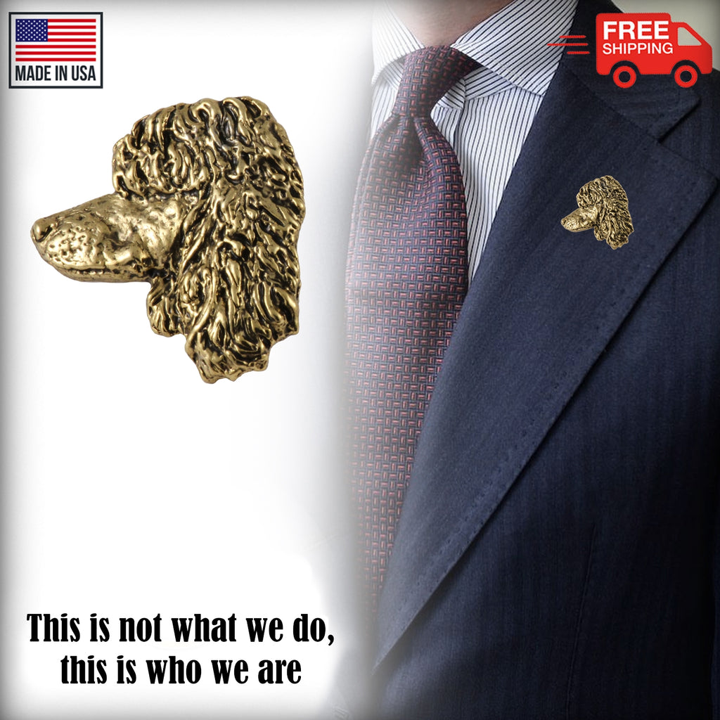 Irish Water Spaniel Dog Head Pin D102