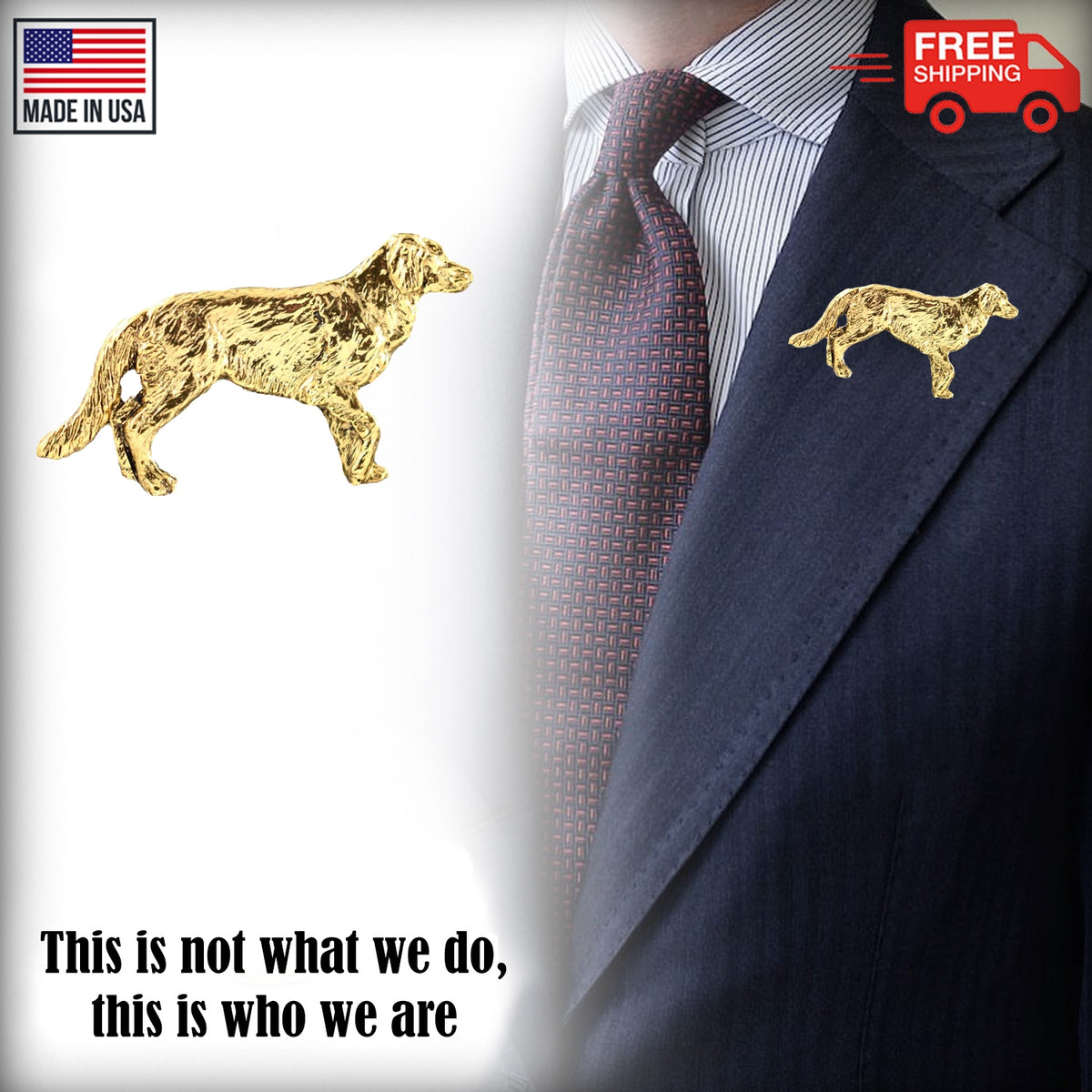 Golden Retriever Dog Full Body Pin D390F