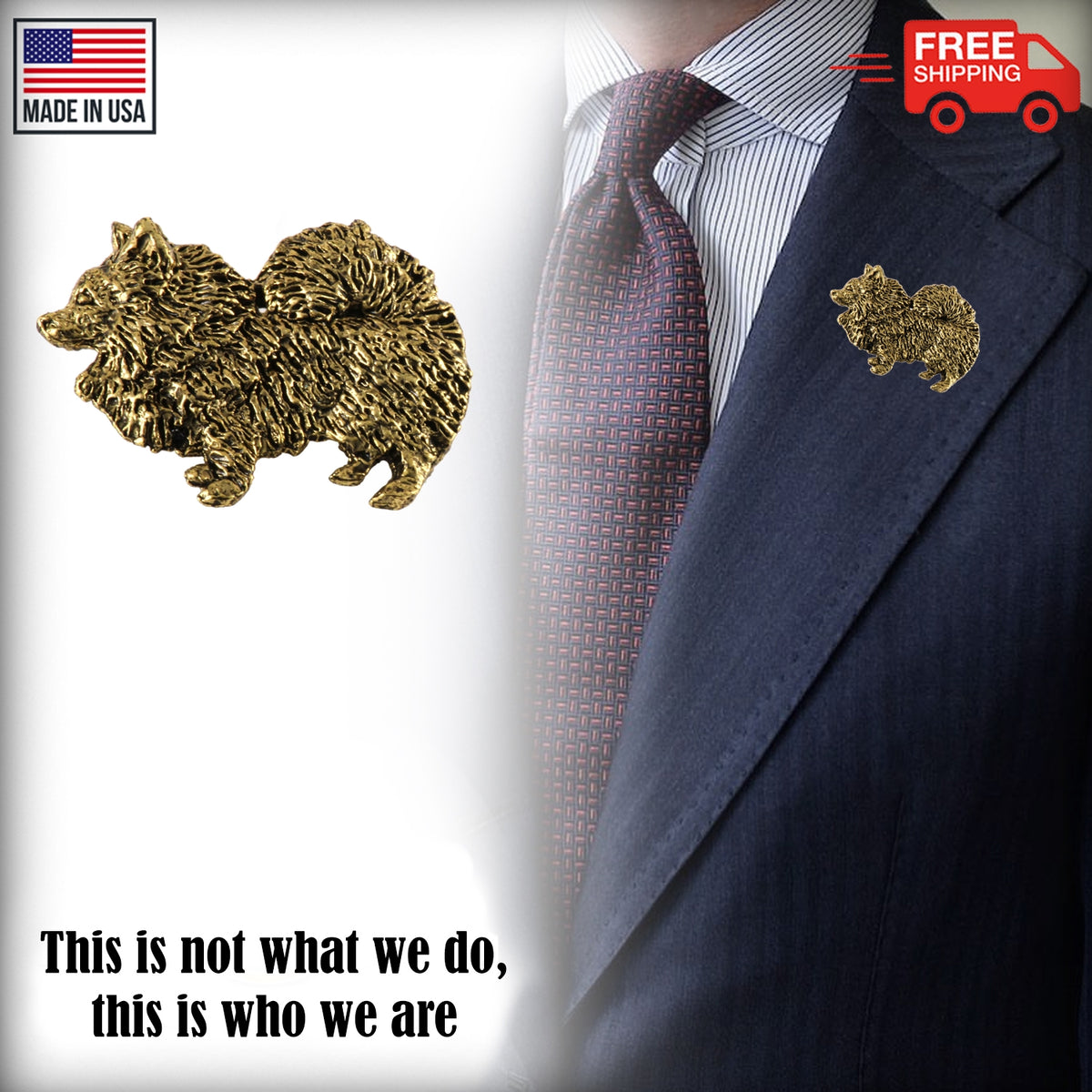 Pomeranian Full Body Pin D440F