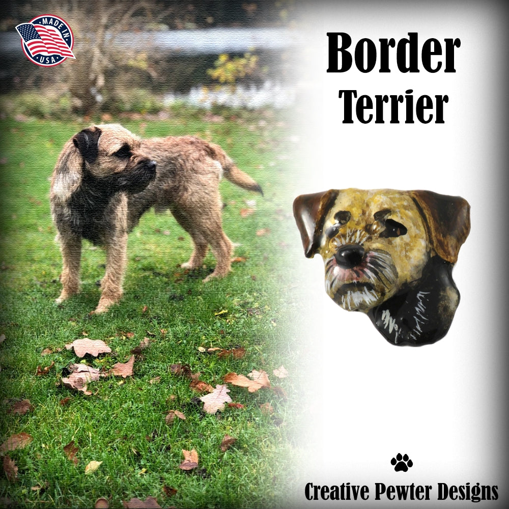 Border Terrier Dog Head Pin D032