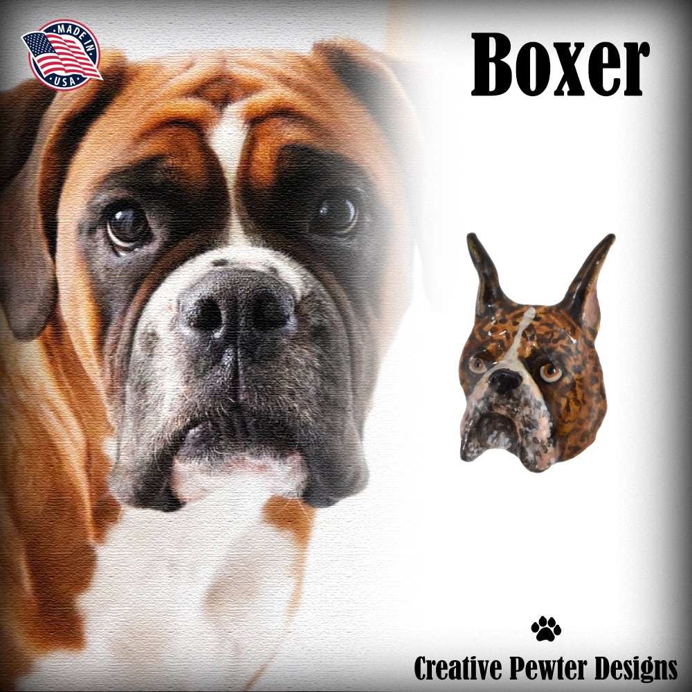Boxer Dog Head Pin D036