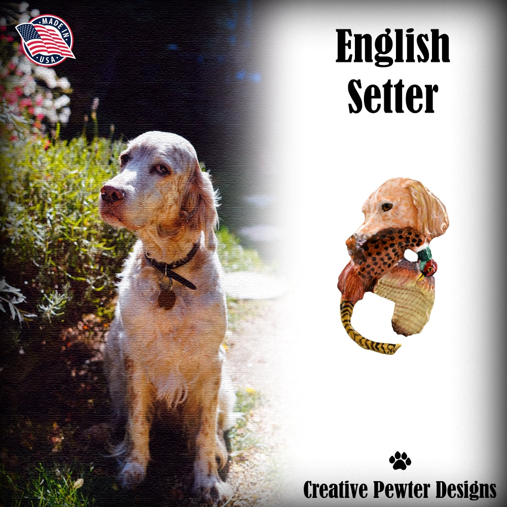English Setter Head With Pheasant Pin D079